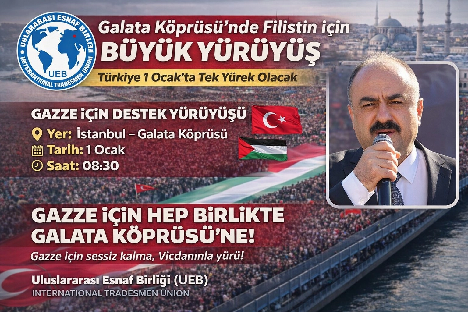 Galata’da Gazze için büyük yürüyüşe açık davet