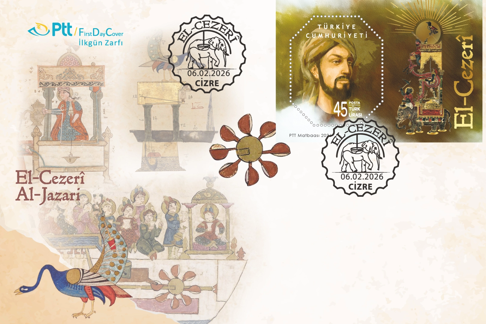 PTT’den ‘El-Cezerî’ temalı anma pulu ve ilk gün zarfı