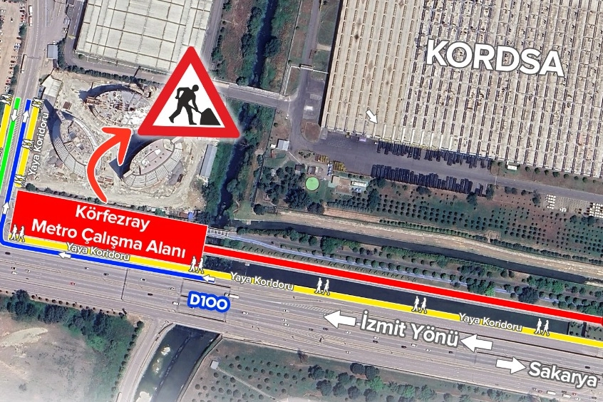 Kocaeli’de Körfezray Metro İnşaatı Nedeniyle Trafikte Geçici Düzenleme