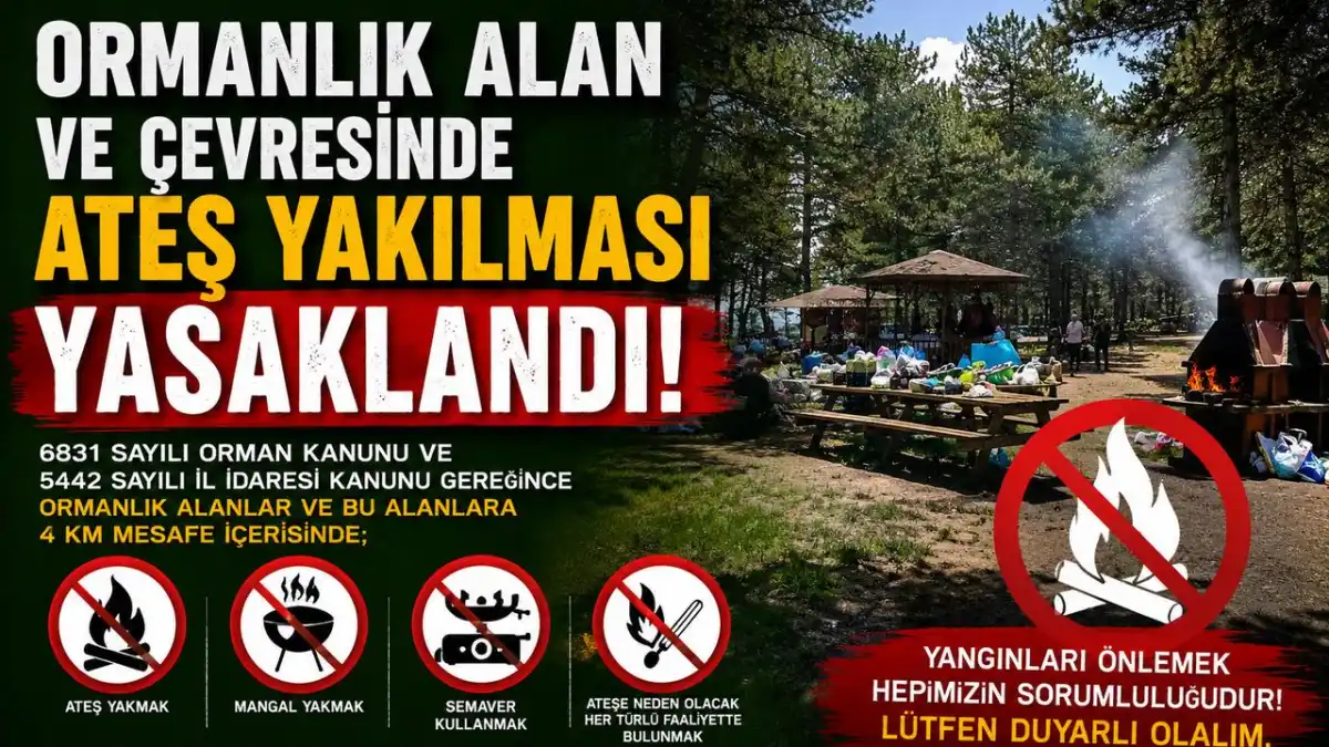 Kars’ta Orman Yangınlarına Karşı Kapsamlı Tedbirler: Girişler Yasak, Mangal ve Ateş Yakmaya Sıkı Kural