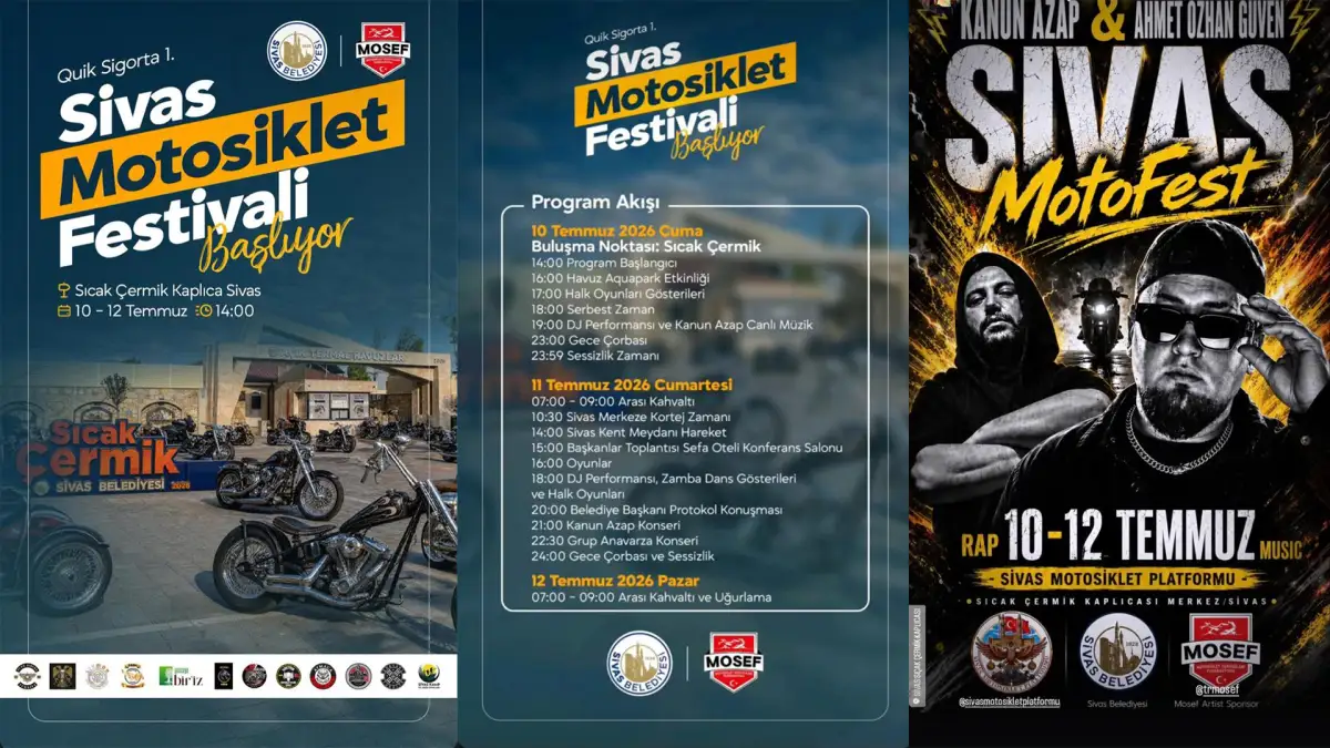 Sivas Motosiklet Festivali: 3 Gün Sürecek Etkinliklerle Motor Tutkunları Buluşuyor!
