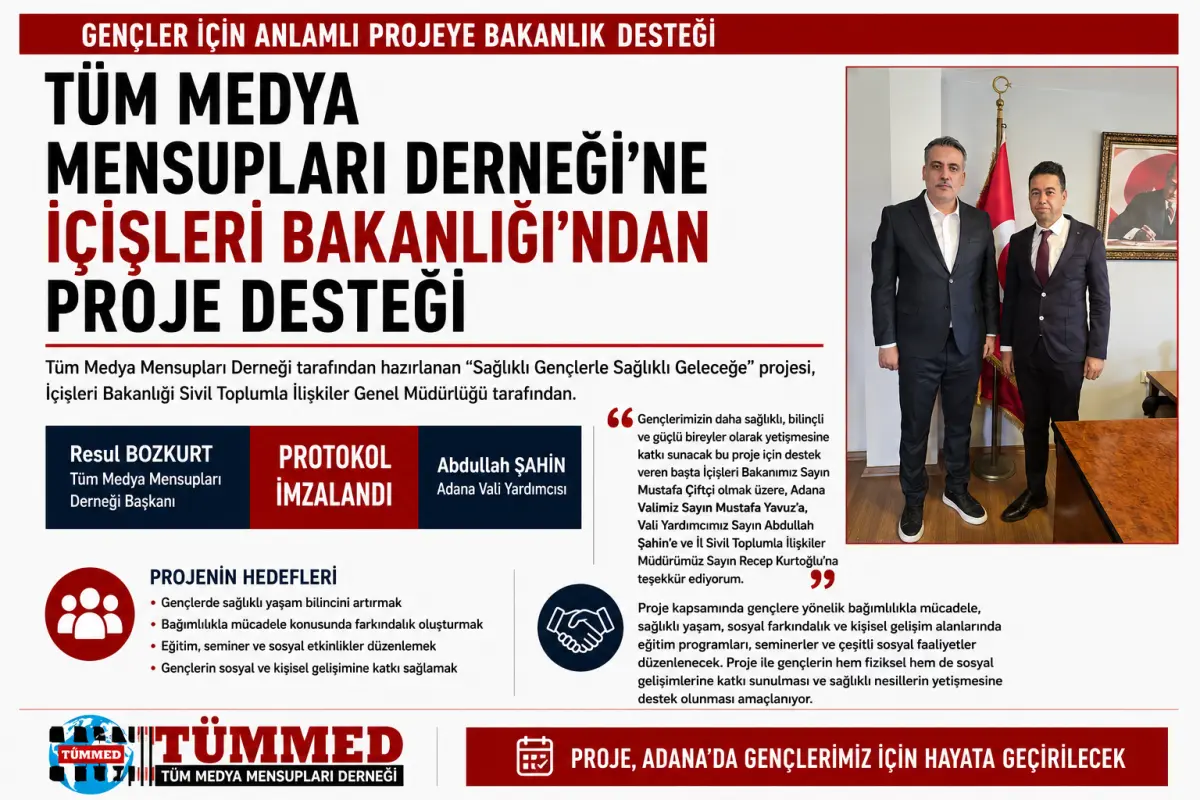 İçişleri Bakanlığı’ndan Tüm Medya Mensupları Derneği’ne Gençlik ve Bağımlılıkla Mücadele Projesi Desteği