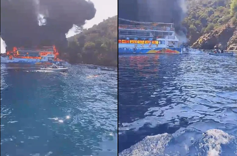 Fethiye’de Tur Teknesinde Korku Dolu Anlar: 115 Kişi Denize Atladı!