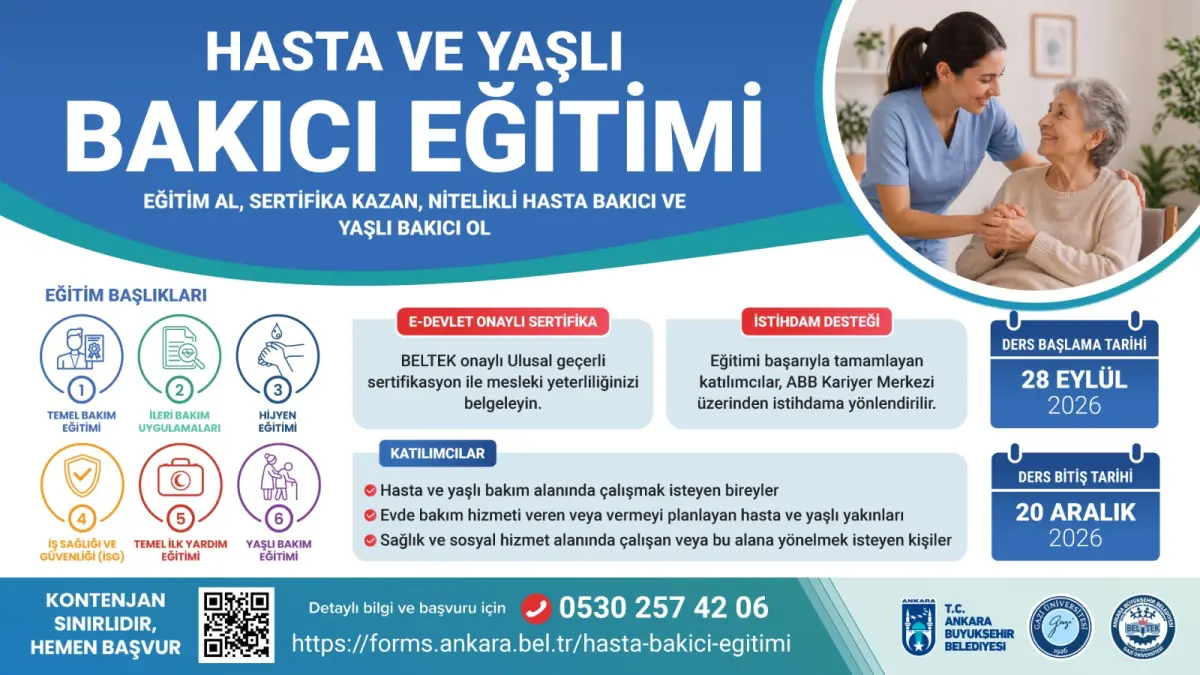 Ankara’da Yeni Fırsat: ABB’den E-Devlet Onaylı Hasta ve Yaşlı Bakıcı Eğitimi Başlıyor