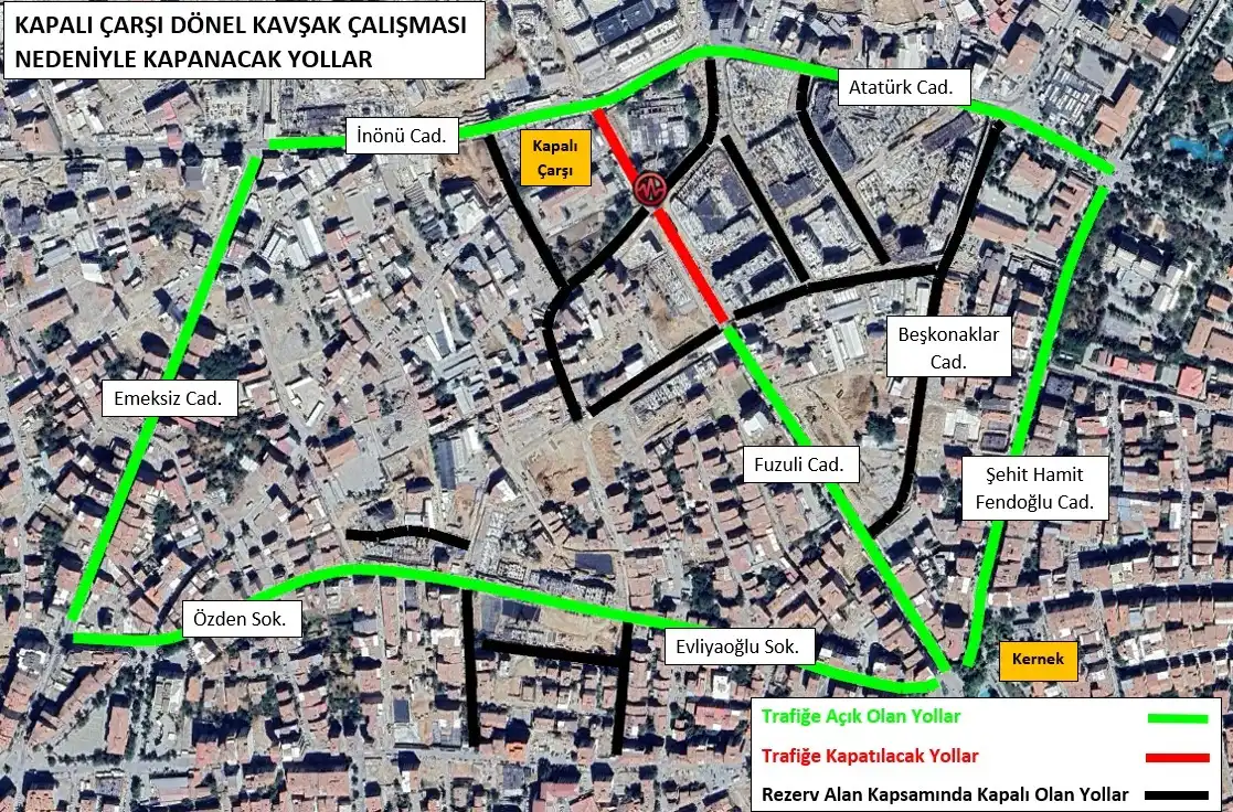 Malatya’da İnönü Caddesi’nden Fuzuli Caddesi’ne Geçiş Kapanıyor: Kavşak Çalışması Detayları
