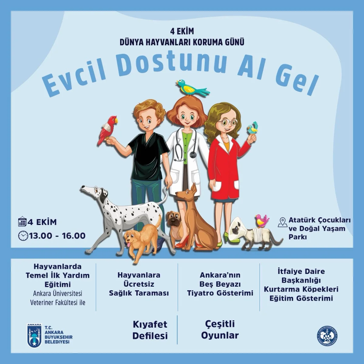 Ankara’da Hayvanları Koruma Günü Coşkusu: ABB’den “Evcil Dostunu Al Gel” Etkinliği